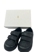 Load image into Gallery viewer, GUCCI  “GG” Black Canvas Toddler Velcro Sneakers
