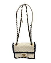 Load image into Gallery viewer, Chanel chain calfskin b&amp;w crossbody
