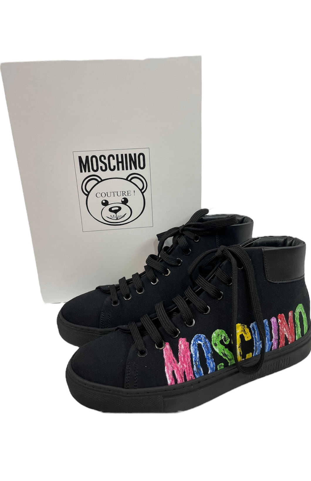 Moschino Black Rainbow Logo Sneakers