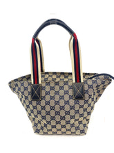 Load image into Gallery viewer, Gucci Canvas Navy Bowler Bag
