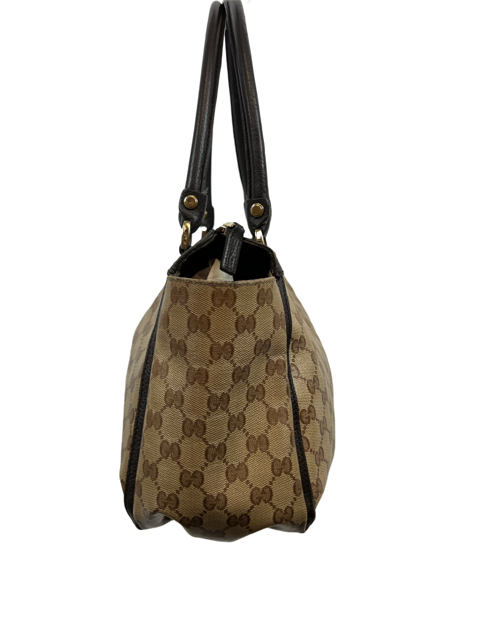 GUCCI D Ring GG Canvas Tote Bag Beige