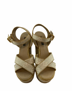 Louis Vuitton Espadrille Wedge Monogram Sandals