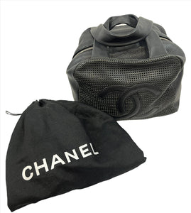 Chanel Black Perforated Leather Bowler Handbag