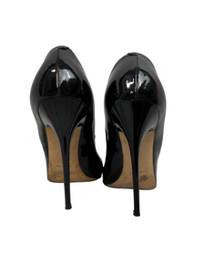 Christian Louboutin Christian Louboutin Black Patent Leather Very Prive Peep-Toe Pumps Size