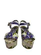 Load image into Gallery viewer, Dolce Gabbana White Floral Print Canvas Wedge
