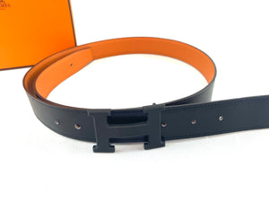 Hermes Black/Orange Reversible Buckle Belt