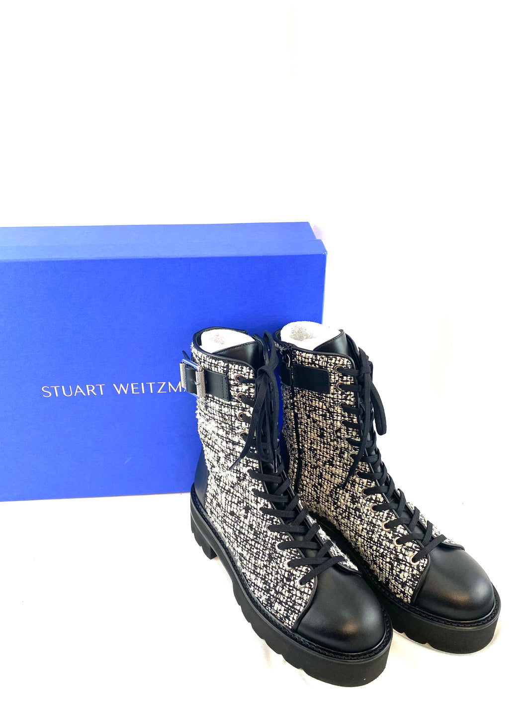 Stuart Weitzman Tweed Combat Boots