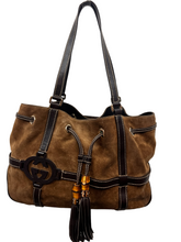 Load image into Gallery viewer, Gucci Brown Suede GG Interlocking Suede Handbag
