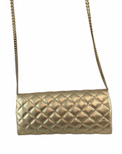 Load image into Gallery viewer, Carolina Herrera Quilted Gold Chain Crossbody Bag/ Clutch
