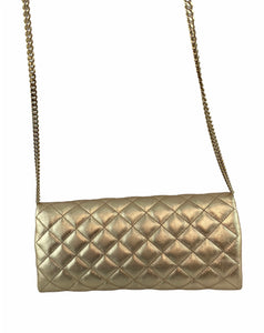 Carolina Herrera Quilted Gold Chain Crossbody Bag/ Clutch