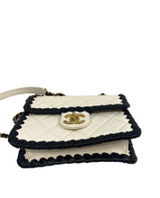 Load image into Gallery viewer, Chanel chain calfskin b&amp;w crossbody
