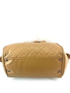 Chanel Tan Quilted Caviar Bowling Handbag