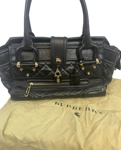 Burberry Leather Quilted Black Manor Bag