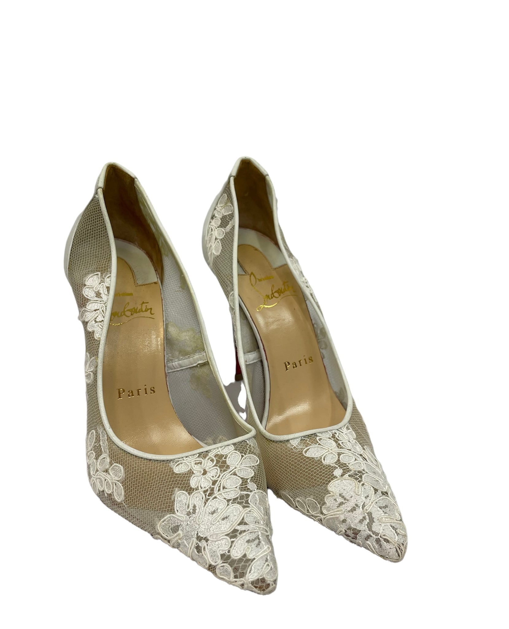 Follies Lace 100 white pumps