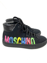 Load image into Gallery viewer, Moschino Black Rainbow Logo Sneakers
