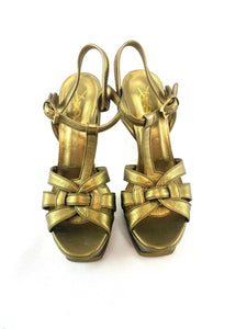 YSL Tribute Sandal Platform Bronze