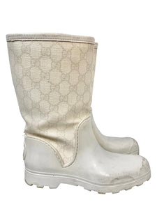 Gucci white waterproof fur lined rainboots