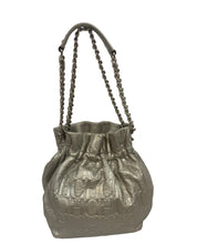 Load image into Gallery viewer, Carolina Herrera Small Silver Bow Bucket Bag
