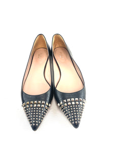 Gucci Black Leather Studded Coline Flats