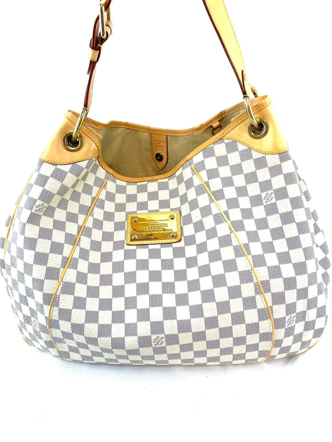 Louis Vuitton, Bags, Louis Vuitton Galliera Pm Shoulder Bag Hobo Damier  Azur Leather White