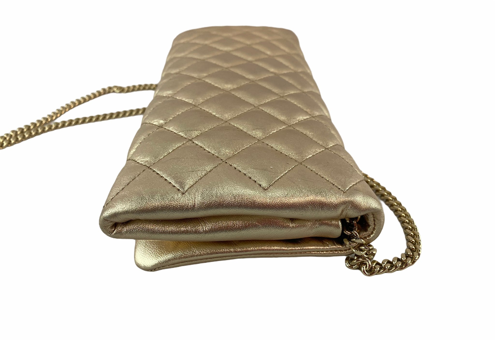 Chanel WOC Wallet on Chain Boy bag in beige caviar leather Silvery