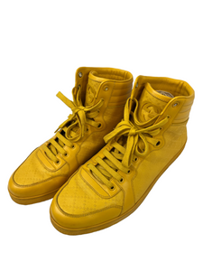 Gucci Yellow Diamante Leather High Top Sneakers