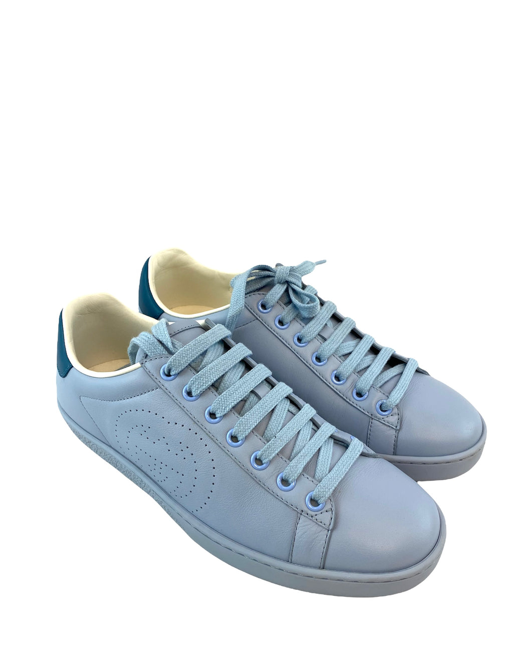 Gucci New Ace Blue Perforated Sneakers