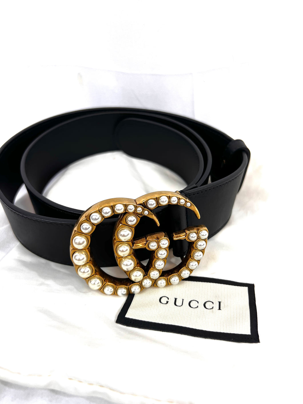 Gucci Pearly GG Marmont Belt Leather