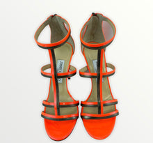 Load image into Gallery viewer, Jimmy Choo Neon Orange Strappy Sandals

