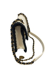 Load image into Gallery viewer, Chanel chain calfskin b&amp;w crossbody
