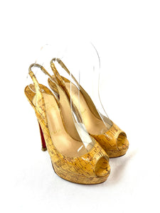 Christian Louboutin Cork Peep Toe Pumps