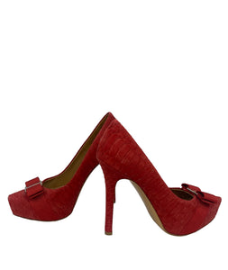 Salvatore Ferragamo Red Suede Pumps