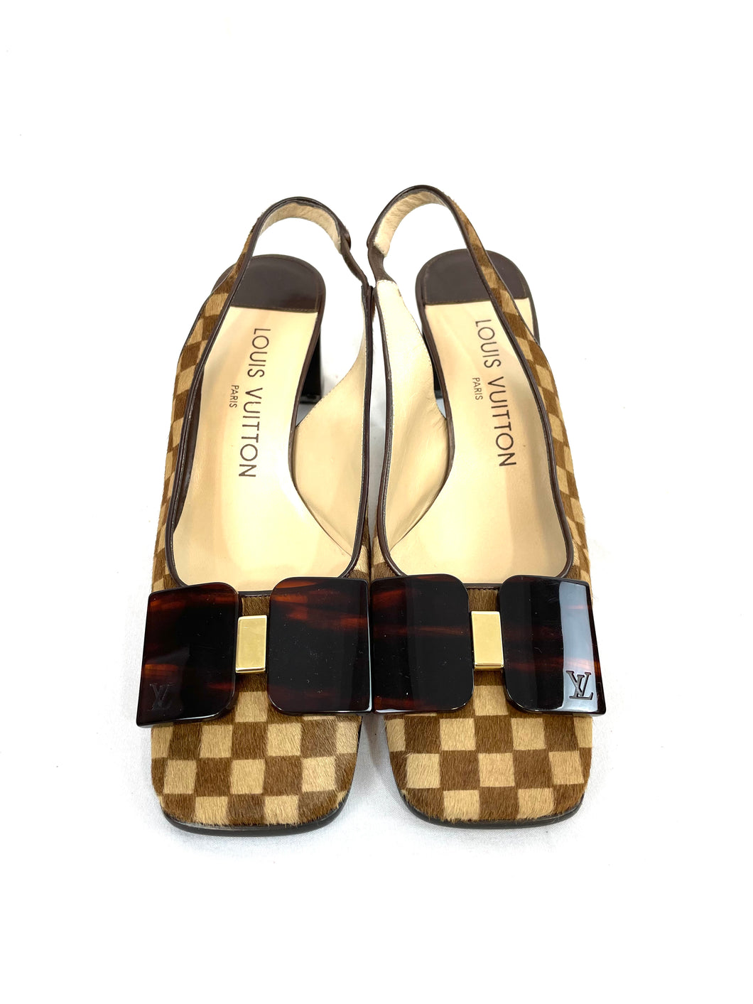 Louis Vuitton DE Pony Hair Sling Back Shoes