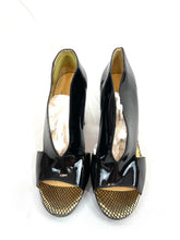 Load image into Gallery viewer, Christian Louboutin Open Toe Black Patent Pumps
