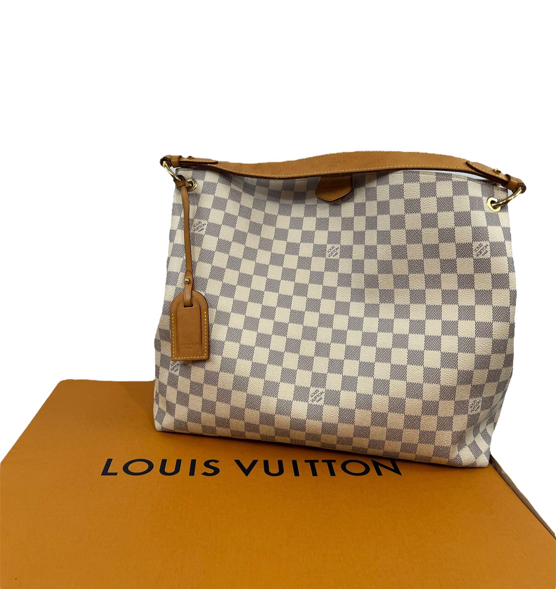 LOUIS VUITTON Graceful MM Damier Azur Shoulder Bag-US