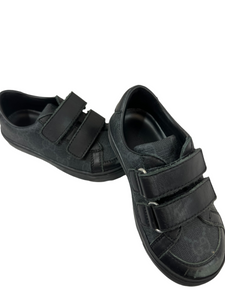 GUCCI  “GG” Black Canvas Toddler Velcro Sneakers