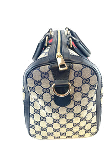 Gucci Boston Navy Red Stripe Handbag