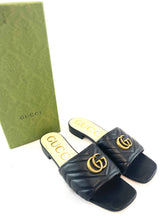 Load image into Gallery viewer, Gucci GG Marmont Black Slides
