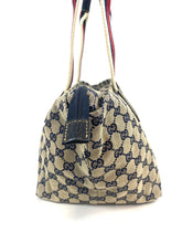 Load image into Gallery viewer, Gucci Canvas Navy Bowler Bag
