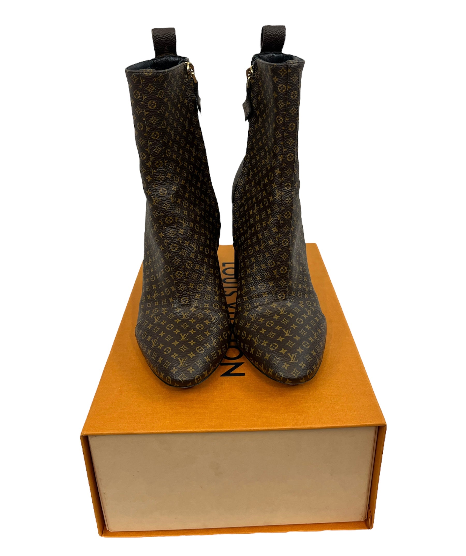 Bota Louis Vuitton Nano Monogram Silhouette Ankle Boots 35 Marrom