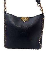 Load image into Gallery viewer, Valentino Garavani flip lock rockstud Navy leather messenger limited multicolor
