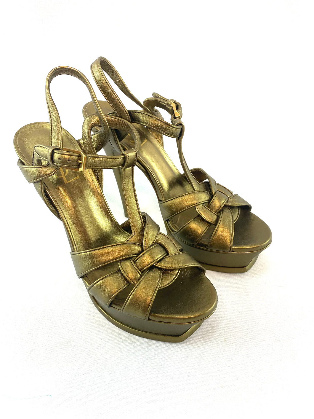 YSL Tribute Sandal Platform Bronze