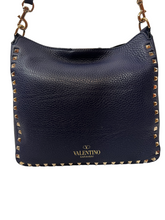 Load image into Gallery viewer, Valentino Garavani flip lock rockstud Navy leather messenger limited multicolor
