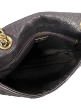 Load image into Gallery viewer, Carolina Herrera Brown Monogram Embossed Leather Audrey Bow Flap Shoulder Bag
