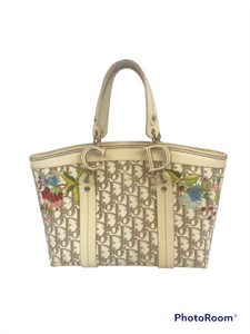 Christian Dior Beige Monogram Floral Trotter Bag