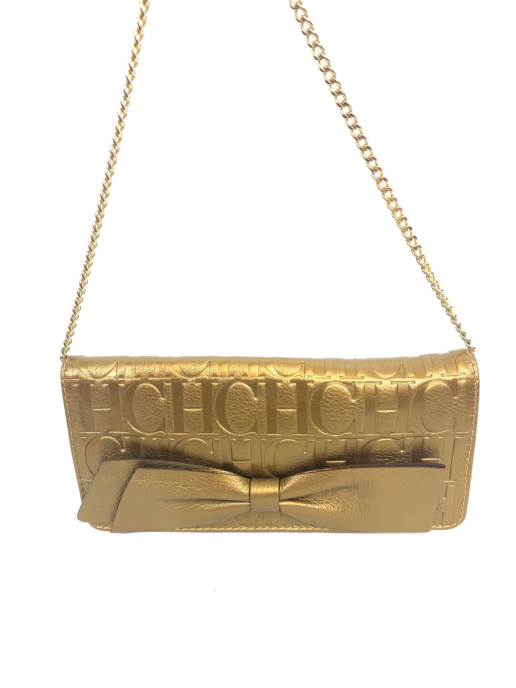 Carolina Herrera Audrey Small Gold Bow Shoulderbag/clutch