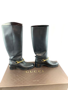 Gucci Black Leather Tall Boots