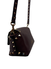 Load image into Gallery viewer, Valentino Garavani Burgundy Mini Leather Rockstud Flap Shoulder Bag
