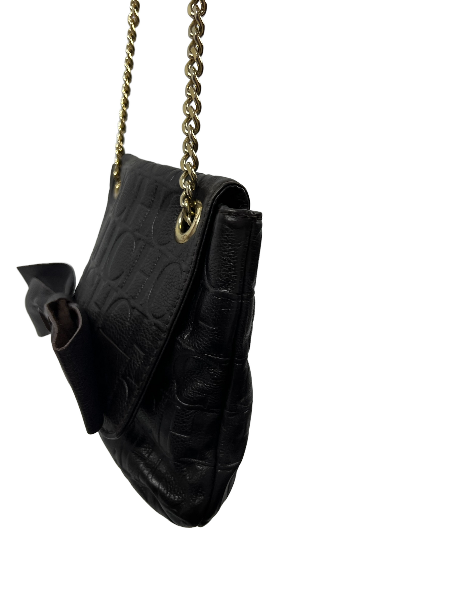 Carolina Herrera Black Leather Flap Chain Shoulder Bag Carolina Herrera