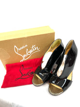 Load image into Gallery viewer, Christian Louboutin Open Toe Black Patent Pumps
